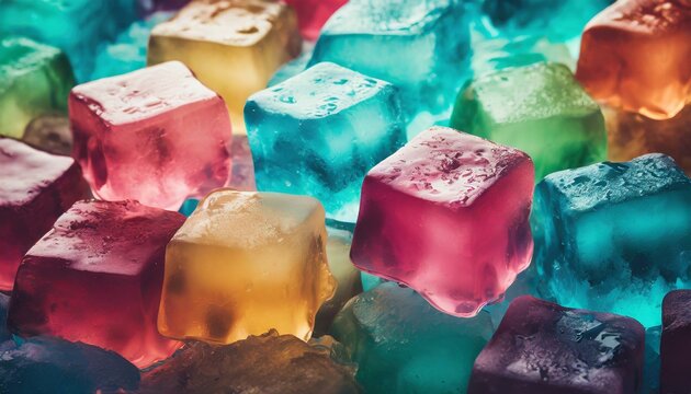 Wallpaper Ice cubes on black, Colourful ice cubes as modern abstract background concept art