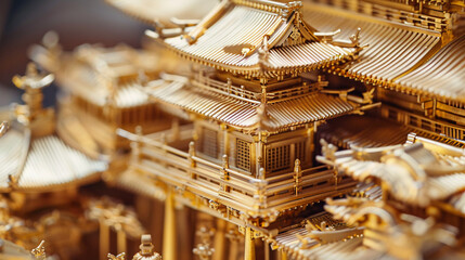 Fototapeta na wymiar Close-up, high clarity, ultra-detail temple view.