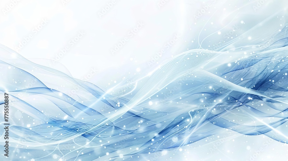 Poster elegant abstract background with sparkling blue light lines on white, modern and sophisticated desig