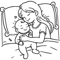 parent and baby line art illustrartion