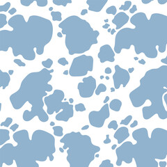 Blue cow print pattern animal seamless. Cow skin abstract for printing, cutting, and crafts Ideal for mugs, stickers, stencils, web, cover. wall stickers, home decorate and more.
