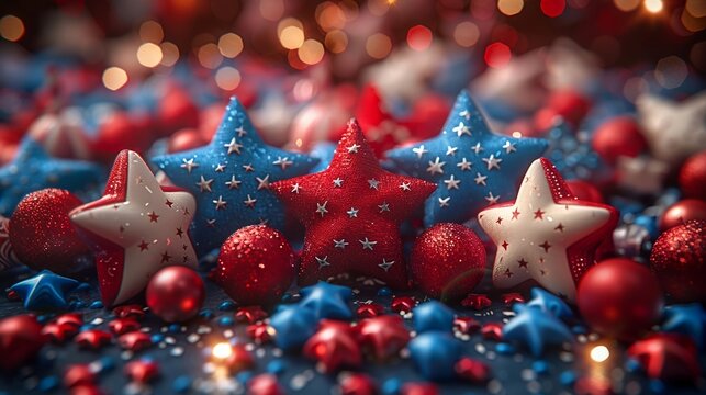 Scrapbooking elements celebrating the Fourth of July, perfect for crafting a patriotic memory book 3D render, high resolution, Design Element