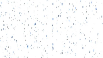 Futuristic computer blurred matrix binary numbers loop falling down on clean white copy space background.