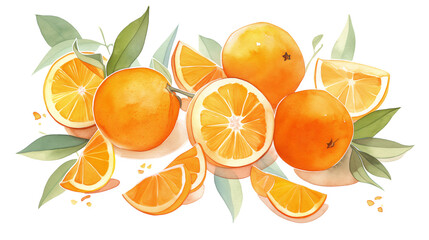 Cute Orange , high resolution, high quality, high detail, in the style of clip art, 2d flat view, different sizes and shapes - obrazy, fototapety, plakaty