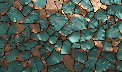 Cracked green Dragen Hide copper rust bronze aluminium rough Tileable Texture, Generative AI