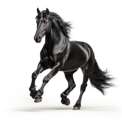 generated illustration of Black horse  isolated on white background