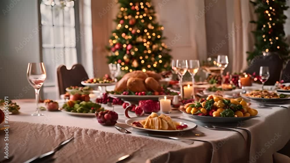 Poster table set with food and wine for a meal generative ai