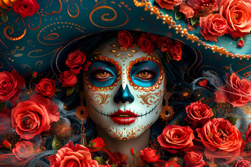 Traditional style for Mexican holidays - sugar skull