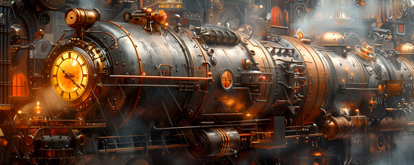 Mechanisms and gears, Professional steampunk background.