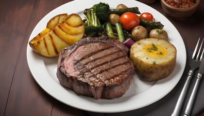 steak and vegetables