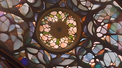 Close Up of Intricate Stained Glass Window Generative AI - Powered by Adobe