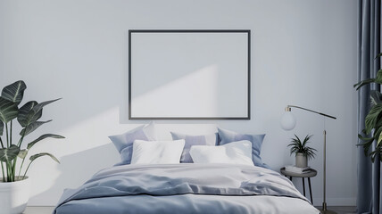 Serene bedroom with a minimalist style and soft lighting.