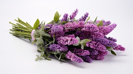 Purple herbal flower nature scented bouquet on white background