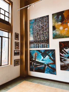 Medellin, Antioquia, Colombia. March 8, 2024: Art rooms in the national palace shopping center.