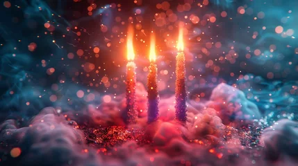 Foto op Aluminium Colorful  Candles essential firework safety practices, perfect for public awareness 3D render, high resolution, 4th of July National Day,  © Nat