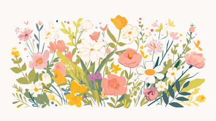 Obraz na płótnie Canvas Illustration of flowers on white 2d flat cartoon va