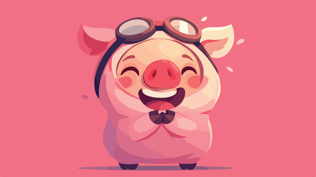 Illustration of kid in pig dressup vector available