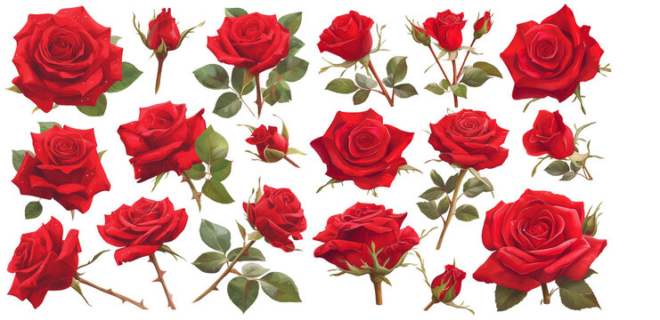 Watercolor red rose clipart for graphic resources