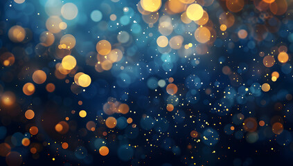 Obraz na płótnie Canvas Abstract gold and navy blue background with sparkling particles