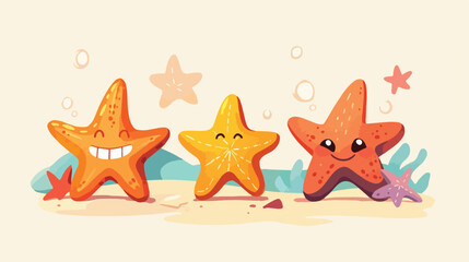 Fototapeta na wymiar Illustration of star fish on white 2d flat cartoon