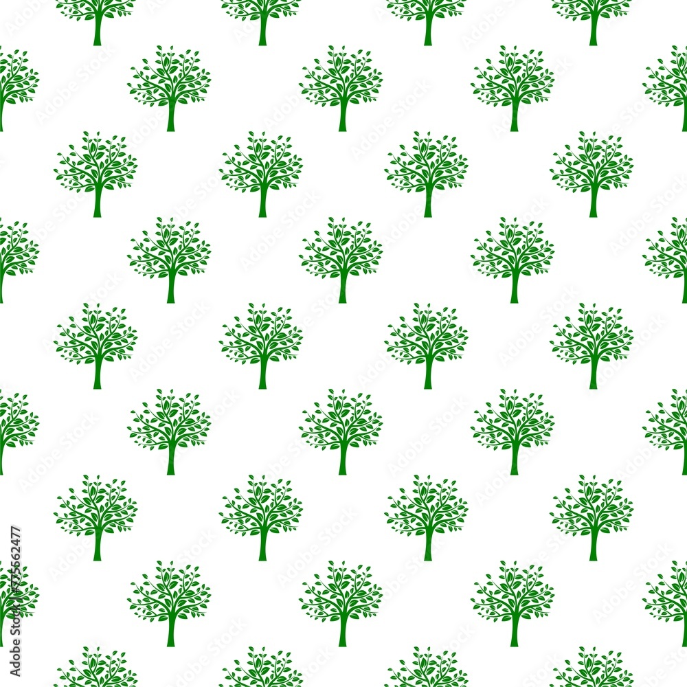 Poster tree of live icon on white background seamless pattern