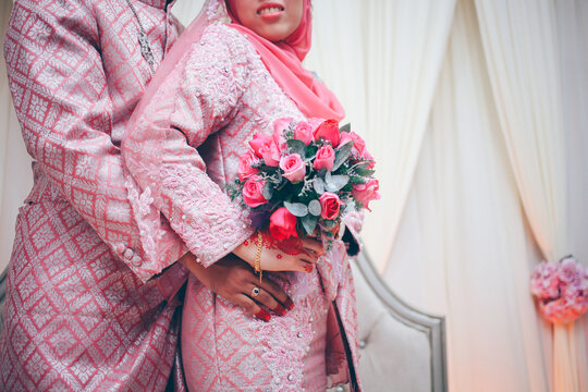 Malay groom and bride. Wedding couple on their reception.