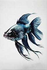 Exotic fish on white background. Poster