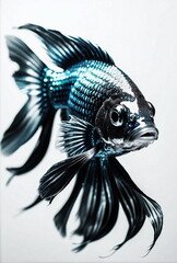 Exotic fish close up on white background. Poster