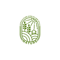 Agriculture icon in line style, nature logo with green color