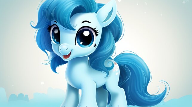 Pictures of a cute pony with blue hair cartoon