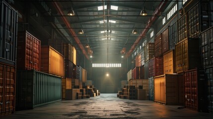 Large container warehouse - obrazy, fototapety, plakaty