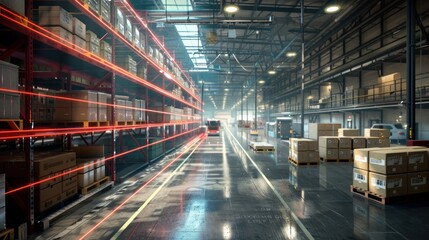 Fototapeta premium The digital warehouse of the future intelligent logistics