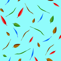 seamless pattern with red green brown blue leaves on blue background for cloth pattern , floor tiles,wallpaper ,curtain,tiles pattern, home decorating design,kitchen