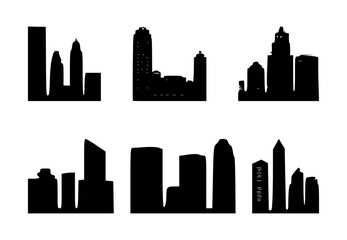 set of city silhouettes on isolated background