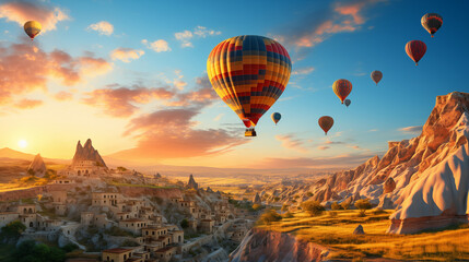 Cappadocia's Canvas: Sunrise Over Fairytale Rock Formations & Hot Air Balloons