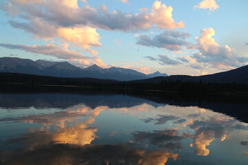 Sunset On Pyramid Lake, Jasper National Park, Alberta