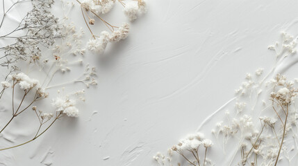 Obraz na płótnie Canvas Frame of white plants on a white background.