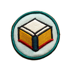 book embroidered patch badge isolated on transparent background