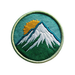 mountain embroidered patch badge isolated on transparent background