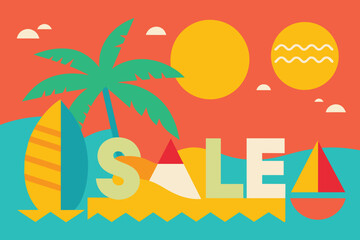Abstract Summer Sale vector Background, Colorful Summer background layout banner design