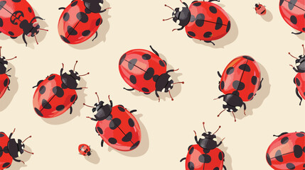 Ladybug pattern 2d flat cartoon vactor illustration