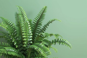 Green fern leaves on green background
