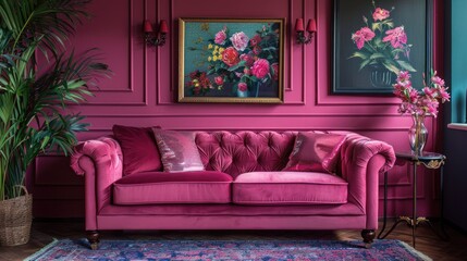 Embrace the retro chic ambiance, bathed in shades of magenta and rose, echoing with the pulse of a bygone era.
