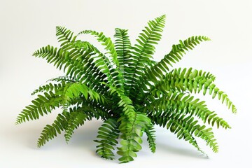 Green fern leaves on white background