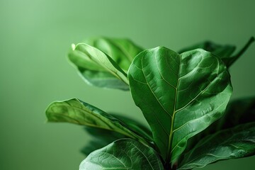 Fiddle Leaf Fig white leaves on green background