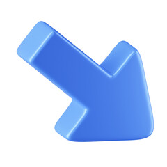 3D Icon Diagonal Arrow Down-Right Illustration