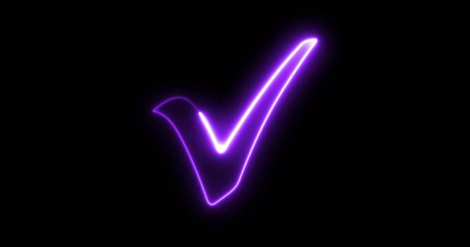 Animated neon chack mark symbol
