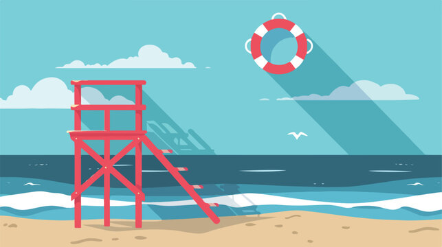 Lifeguard chair vector flat icon Flat design of swi