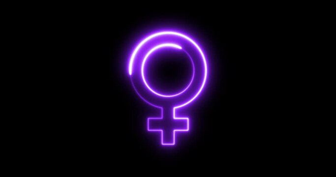 Animated neon female gender symbol