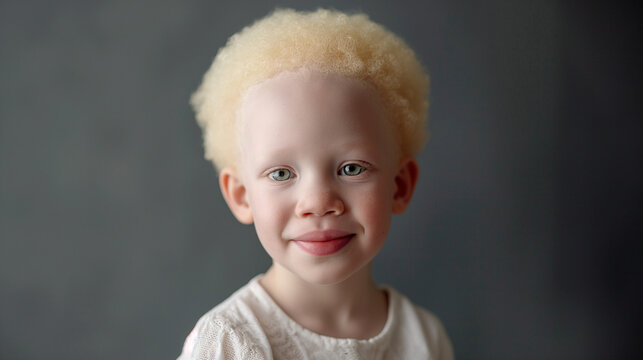 studio portrait of albino child